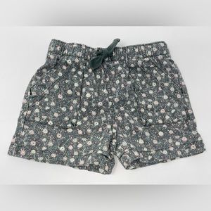 TEA COLLECTION: Pull-On Floral Shorts, Olive Drab, Size 4 Sigrid Short 'n' Sweet